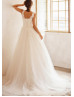 V Neck Ivory Lace Tulle Corset Back Gorgeous Wedding Dress